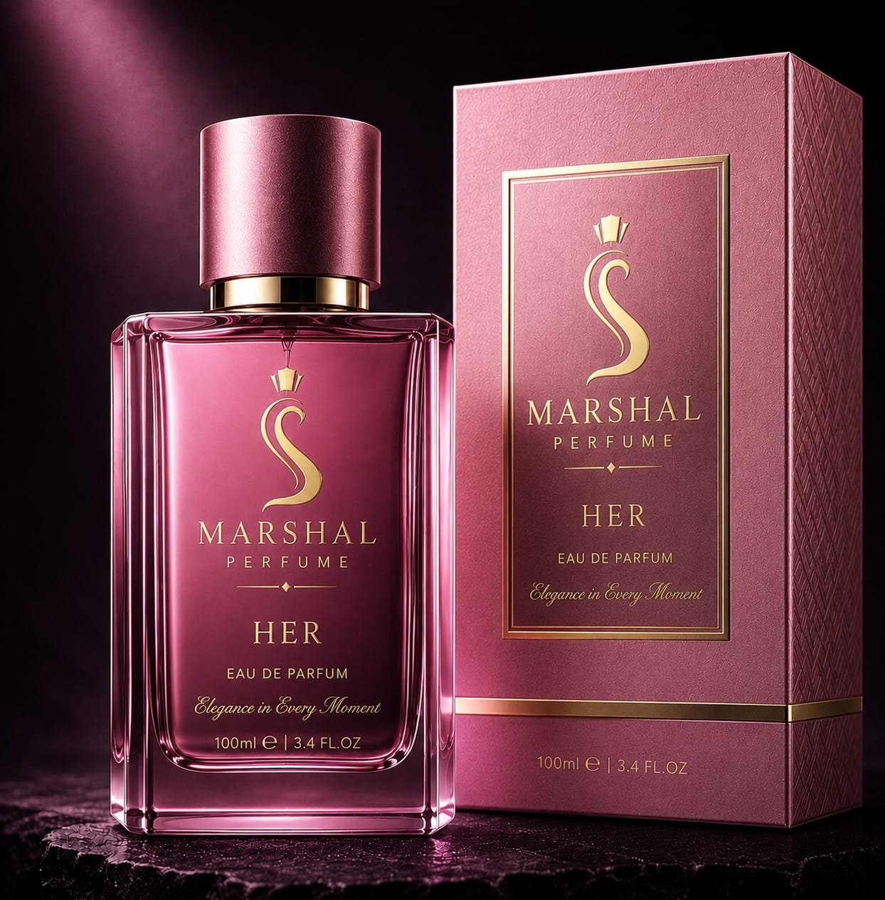 Marshal Perfume Her Eau de Parfum 100ml rose bottle and gift box