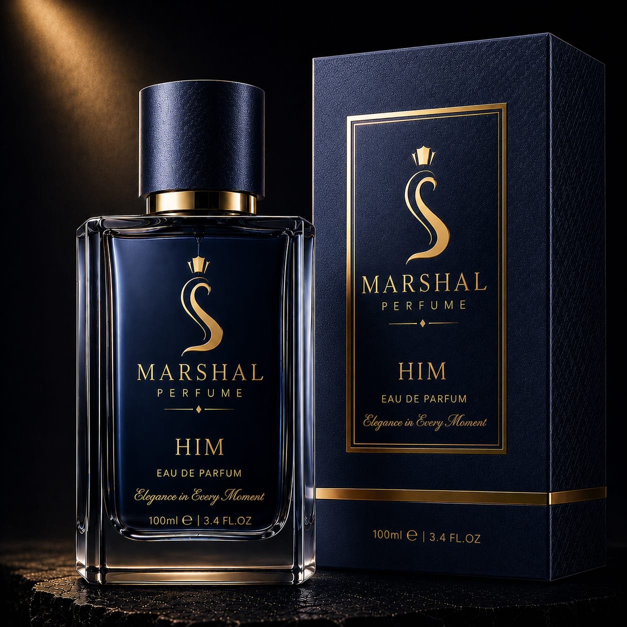 Marshal Perfume Him Eau de Parfum 100ml midnight blue bottle and gift box